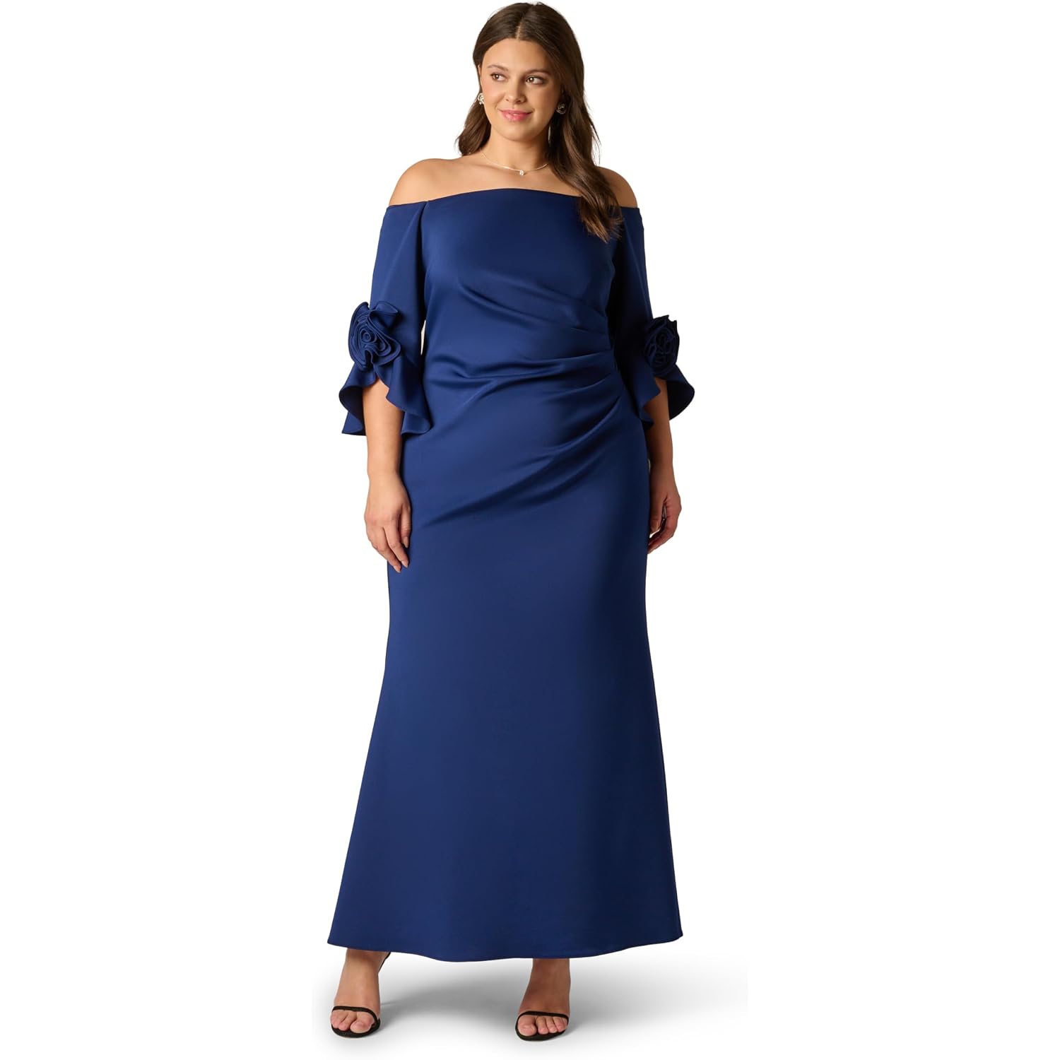 Adrianna Papell Rosette Scuba Crepe Gown
