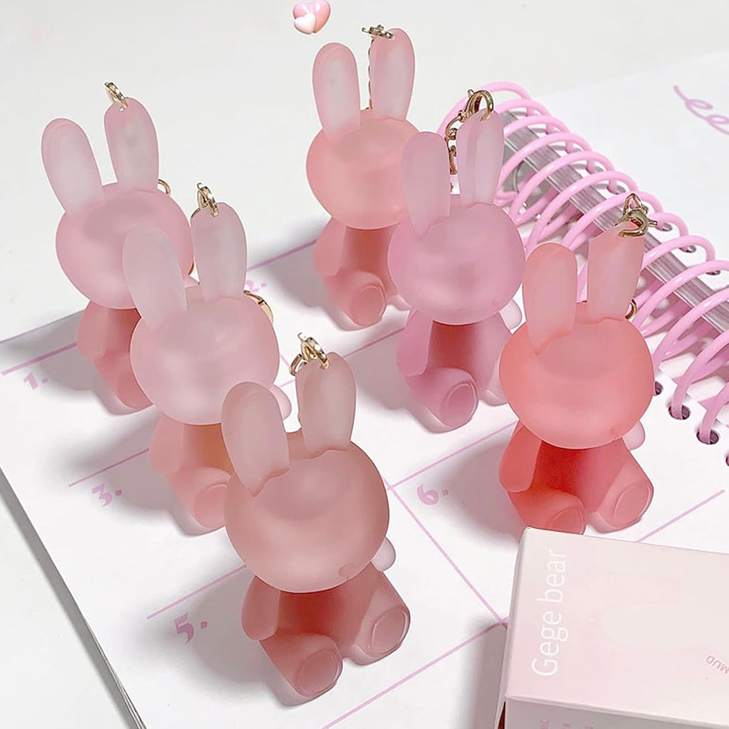 6 Colors Velvet Matte Liquid Lipstick Set, Cute Rabbit Lip Glaze 2 In 1 Key Chain Lip Gloss Lip Stain, Waterproof Non-Stick Cup Long Lasting Lip Clay Cute Lip Makeup For Girls (A)