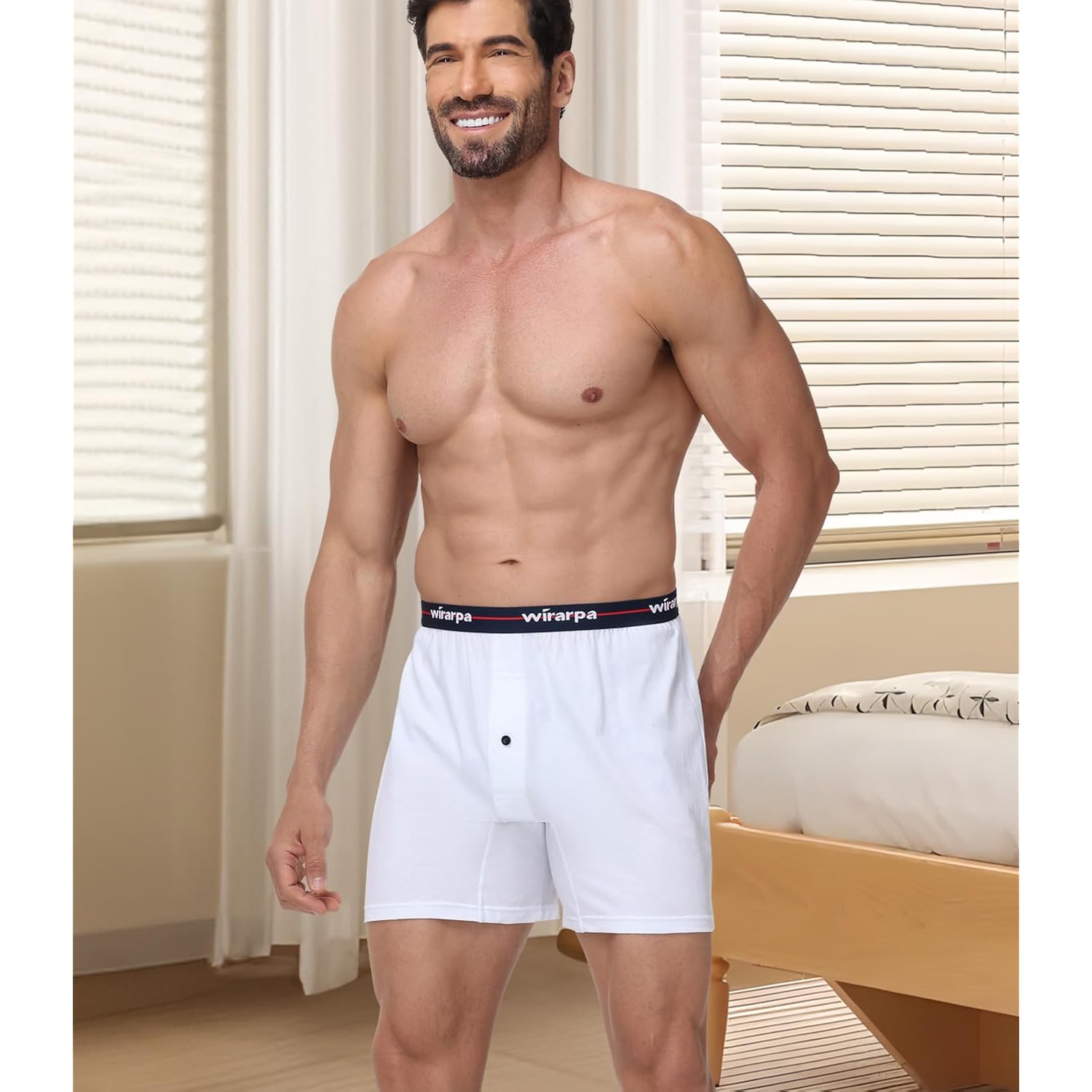 Wirarpa Men'S 100% Cotton Boxer Shorts Button Fly Underwear 4 Pack | Relaxed Fit, Breathable, Tagless Comfort, Soft Waistband, Multiple Sizes And Colors