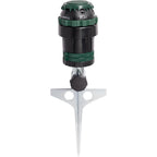 Orbit H2O-Six Gear-Drive Sprinkler On Metal T-Spike - Customizable Lawn Watering Coverage - Multi-Pattern Rotating Head With Adjustable Spray Range - Durable Outdoor Yard Irrigation Sprinkler - 58573