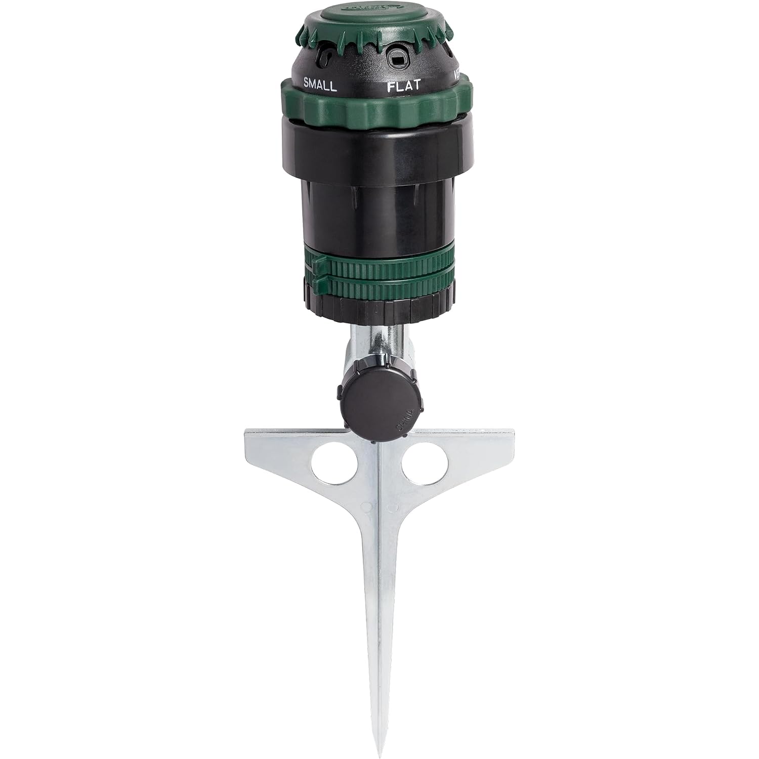 Orbit H2O-Six Gear-Drive Sprinkler On Metal T-Spike - Customizable Lawn Watering Coverage - Multi-Pattern Rotating Head With Adjustable Spray Range - Durable Outdoor Yard Irrigation Sprinkler - 58573