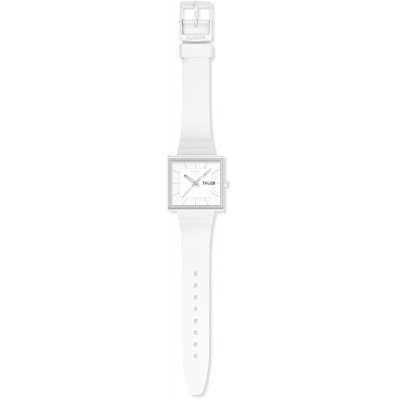 Swatch Square Bioceramic Unisex Watch Casual Bioceramic White Quartz Waterproof What If…Allwhite?