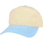 Classic A-Frame Two Tone 5-Panel Snapback Hat, Semi-Structured Pinch Front Baseball Cap, Adjustable Fit, Blank for Custom Stone Baby Blue