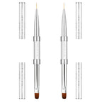 2 Pcs Double-Ended Builder Gel Brush, Hard Gel Nail Brushes Oval French Tip Brush, Liner Brushes for Nails, Rhinestone Handle Nail Drawing Brushes for Design Nail