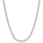 KISPER Graduated Tennis Necklace for Women – 14K Gold Plated 5A CZ Simulated Diamond Necklace – 3-Prong Setting, 3-5mm Stones, Adjustable 15-18"
