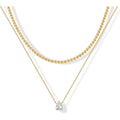 PAVOI 14K Gold Plated Twisted Singapore Chain Layering Choker with Round Solitaire and Serpentine Chain Layering Choker with Pear-Cut Stone Pendant Necklace Pack for Women | Cubic Zirconia Statement Layered Necklace Set