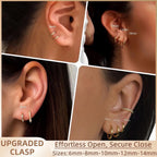 5 Pairs 14K Gold Plated Huggie Hoop Earrings for Women - Lightweight Minimalist Small Hoops, Hypoallergenic Nickel-free Lead-free, Non-Tarnish Everyday Jewelry for Sensitive Ears, Multiple Piercing Stack Set