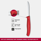 Victorinox Swiss Classic 3 In Serrated Paring Knife, Pointed Tip, Red | Swiss Made Stainless Steel Vegetable Knife With Ultrasharp Wavy Edge And Ergonomic Handle. Dishwasher Safe Kitchen Tool