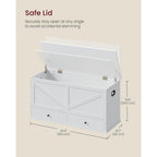 Vasagle Storage Chest, Storage Bench With 2 Fabric Drawers, Farmhouse Style, For Entryway, Bedroom, Living Room, 15.7 X 39.4 X 19.9 Inches, Cloud White Ulsb043W01