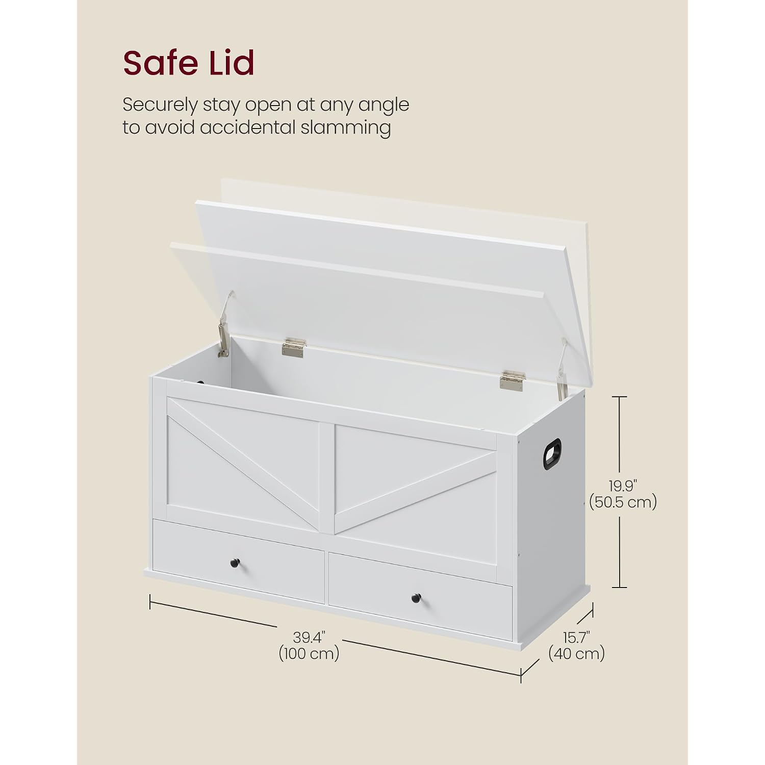 Vasagle Storage Chest, Storage Bench With 2 Fabric Drawers, Farmhouse Style, For Entryway, Bedroom, Living Room, 15.7 X 39.4 X 19.9 Inches, Cloud White Ulsb043W01