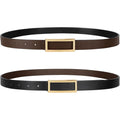 SANSTHS Skinny Reversible Belts for Women, Two-in-one Women Thin Belt for Dresses Jeans Pants with Gold Buckle