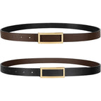 SANSTHS Skinny Reversible Belts for Women, Two-in-one Women Thin Belt for Dresses Jeans Pants with Gold Buckle