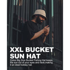 XXL Oversize Bucket Hat Reversible, XL L M S Fisherman Sun Cap With Chin Strap, Travel Beach Outdoor Hat For Men Women Black-beige