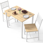 Small Space 3 Piece Dining Table Set For 2, Compact Kitchen Table Set With 2 Chairs & Adjustable Feet, Modern Breakfast Nook Furniture For Apartment, Dorm, Or Home, White