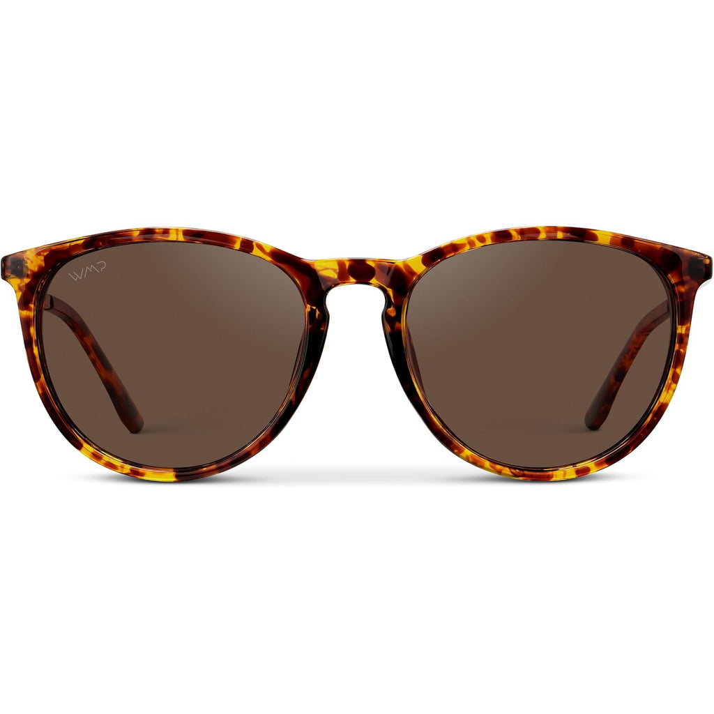 WearMe Pro Round Polarized Sunglasses for Women - UV400 Protection, Lightweight Frame, Vintage Retro Style Tortoise Frame/Brown Lens