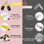 12 Pcs/6 Pairs Corn Holders, Stainless Steel Corn Cob Holders Corn On The Cob Skewers For Home Cooking Bbq Parties Camping, Yellow-Black