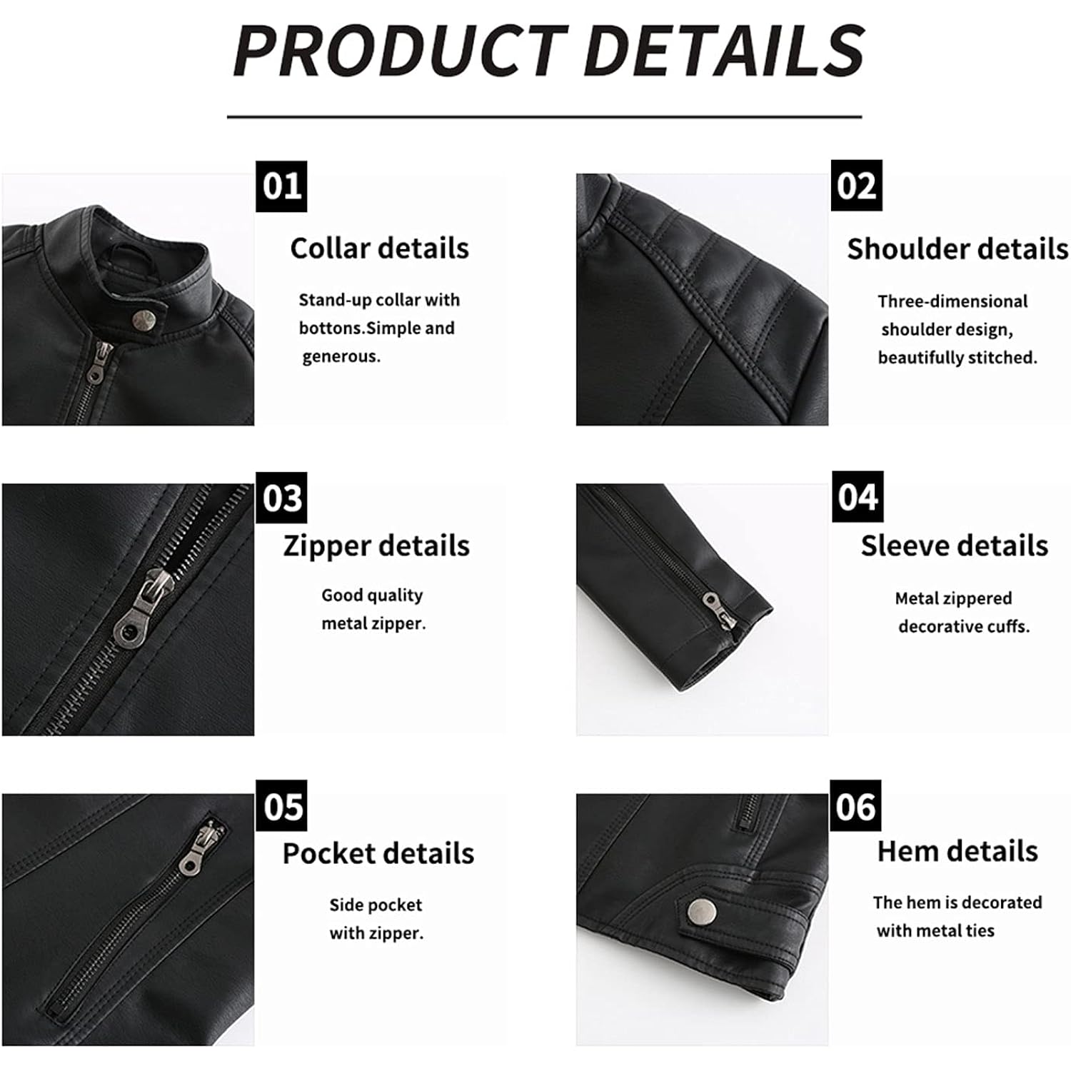 DEAR MODEL Faux Leather Jacket Women Bomber Jacket Women's Belted Motorcycle Jacket