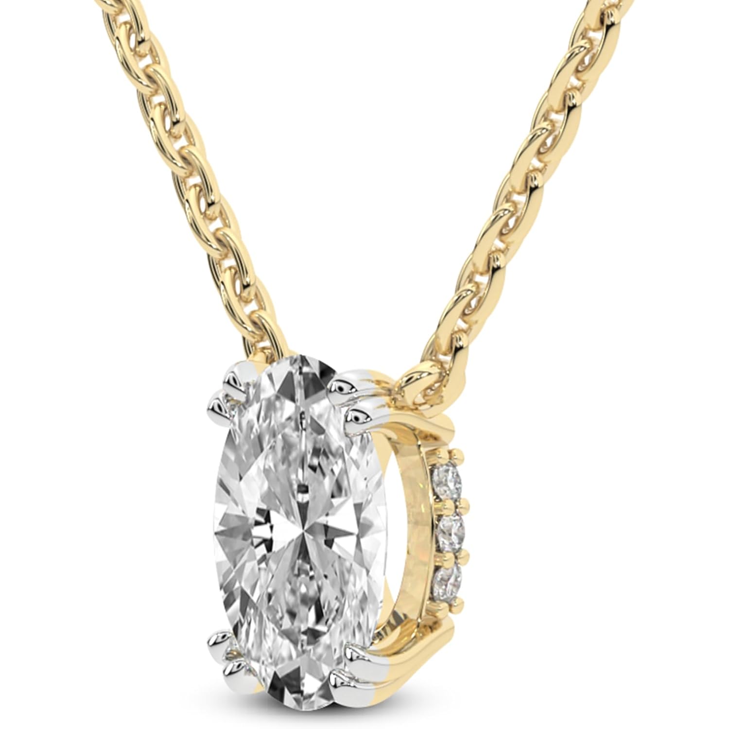 FRIENDLY DIAMONDS Lab Diamond Pendant Necklace For Women | 1 Carat - 6 Carat IGI Certified Lab Grown Diamond | Solitaire Diamond Pendant | 10K Gold - 14K Gold & Platinum FG-VS Quality Gift For Her