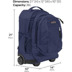 Jansport Driver 8 Rolling Backpack - Wheeled Travel Bag With 15-Inch Laptop Sleeve, One Size, Black