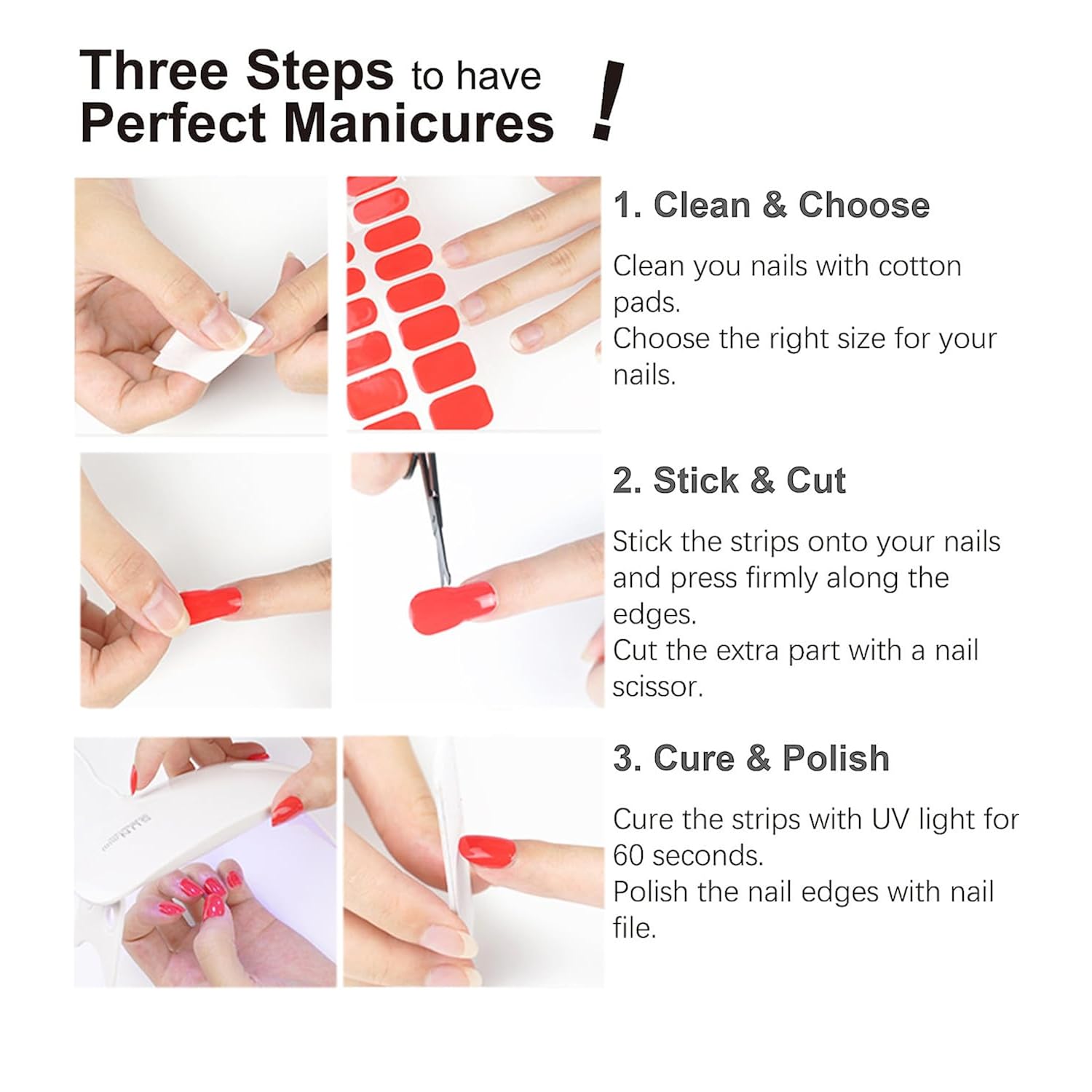 UV Gel Nail Stickers, Green Leaf 20pcs Semi Cured Gel Nail Strips, Wraps for Home Manicure DIY