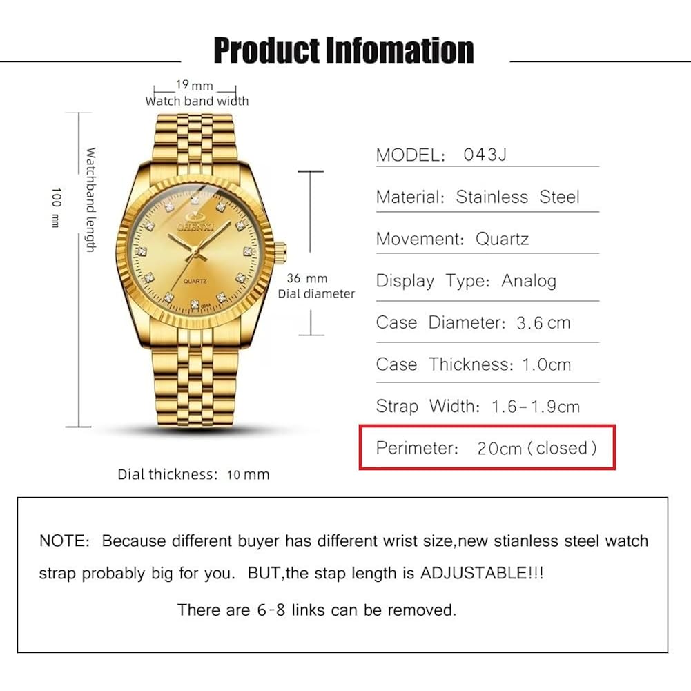 Dreaming Q&P Fq-043 Classic Golden Stainless Steel Male Female Crystals Quartz Wrist Watches For Man Woman Gold | Classic Golden, Male Female, Crystals, For Man Woman