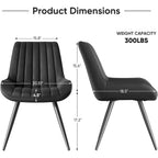 Nalupatio Modern Dining Chairs Set Of 4, Comfy Dining Room Chairs With Thick Cushions, Upholstered Fabric Kitchen Side Chairs With Metal Legs, Black