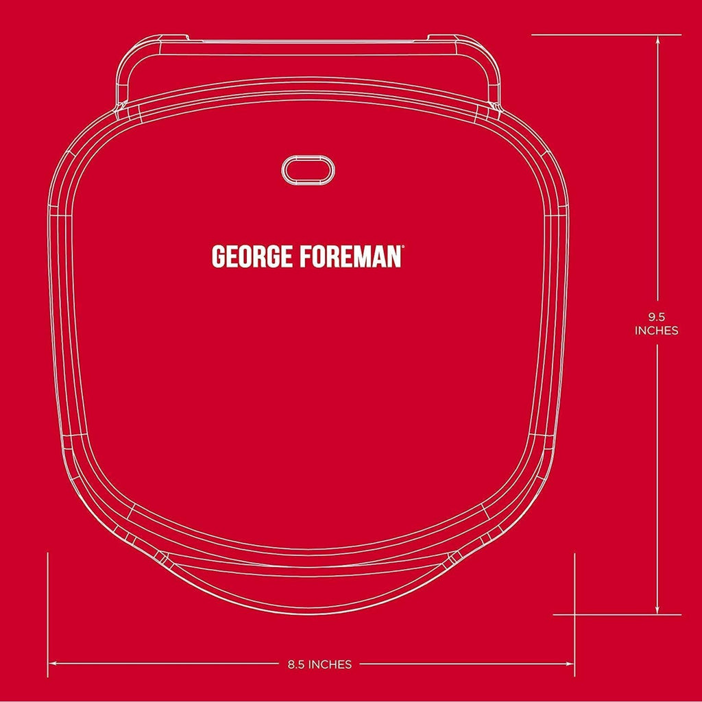 George Foreman GR10B 2-Serving Mini Grill & Panini Press, Compact 7.3” x 5.6” Cooking Surface,1–2 Servings, Dorms & Small Kitchens