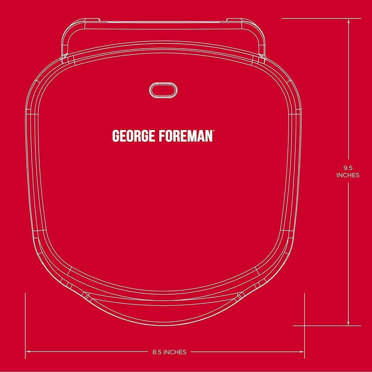 George Foreman GR10B 2-Serving Mini Grill & Panini Press, Compact 7.3” x 5.6” Cooking Surface,1–2 Servings, Dorms & Small Kitchens