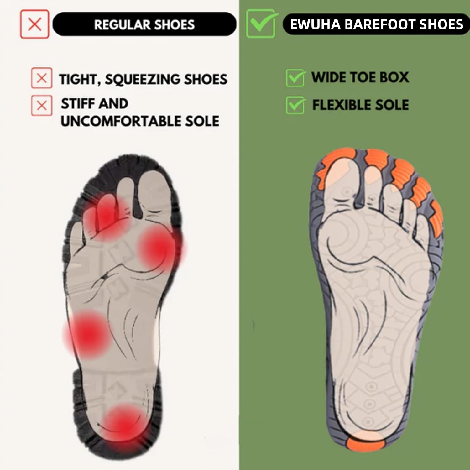 Barefoot Shoes Womens Mens Footwear For Walking Hiking With Wide Toe Box,Healthy & Non-Slip,Breathable Barefoot Vitality Water Shoes For Beach Pool Swim Outdoor (Unisex)