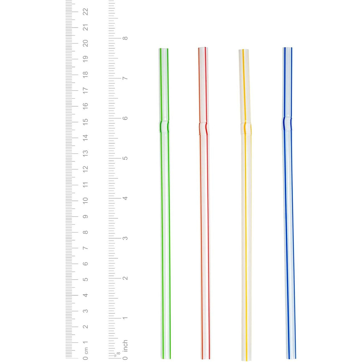 Comfy Package Flexible Disposable Plastic Straws [200 Pack] Assorted Colors | Bpa-Free Bendable Plastic, Bright Striped Design, Assorted Colors, Sodas, Juices, Cocktails, & Parties