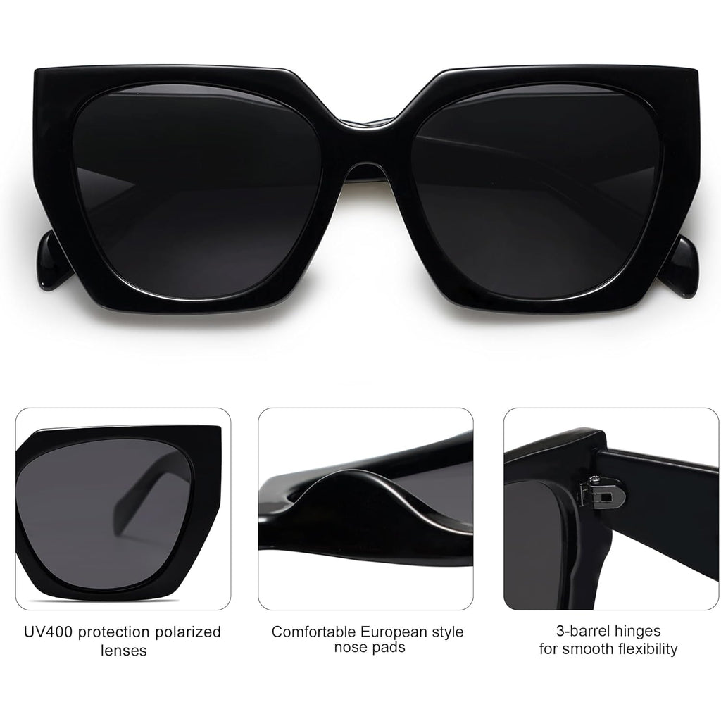 SOJOS Large Oversized Polarized Sunglasses for Women, Big Designer Womens Trendy Square Shades SJ2205