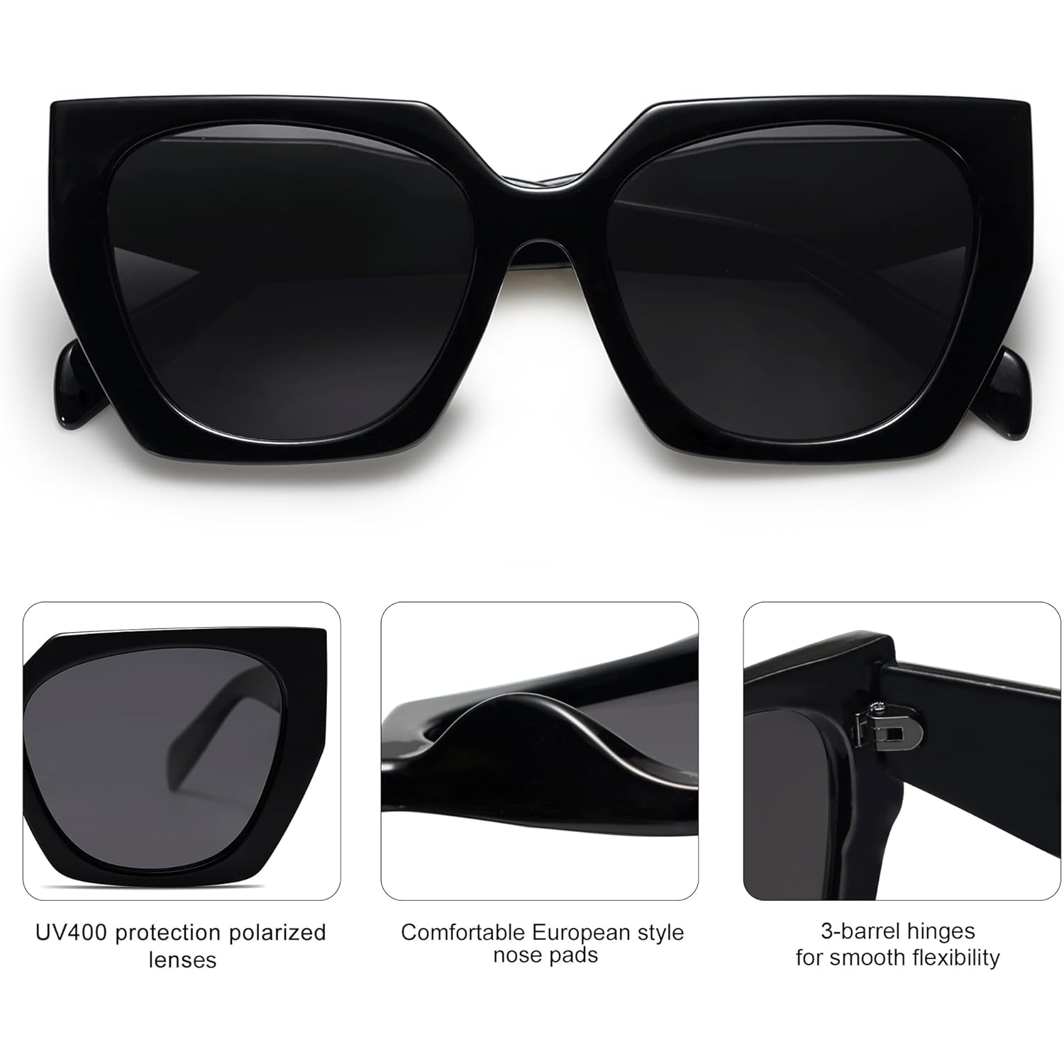 SOJOS Large Oversized Polarized Sunglasses for Women, Big Designer Womens Trendy Square Shades SJ2205