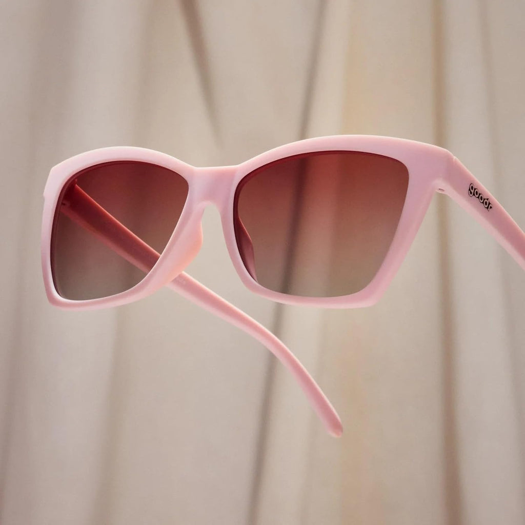 goodr Glam G Polarized Sunglasses Women – Medium Fit, Cat-Eye Frames, UV400, Gradient/Mirrored Lenses, No Slip, Multi Styles Rose Retail Therapy V2