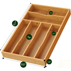 Bamboo Silverware Organizer, Bamboo Kitchen Drawer Cutlery Organizer, Utensil Holder, Flatware Organizer Tray (15.8"X9.5"X1.6")
