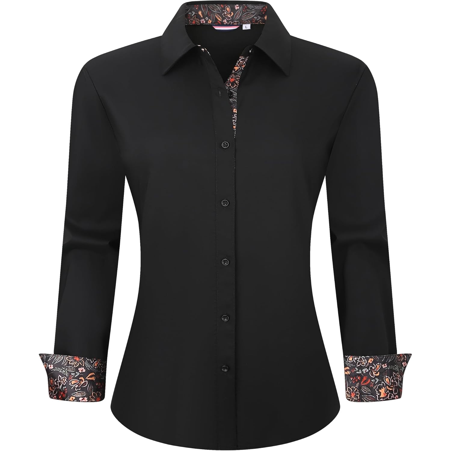 Womens Cotton Button Down Dress Shirt Long Sleeve Easy Care Dressy Work Tops Business Casual Blouses for Women