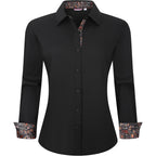 Womens Cotton Button Down Dress Shirt Long Sleeve Easy Care Dressy Work Tops Business Casual Blouses for Women