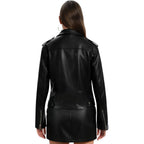 Women Leather Jacket Faux Cropped Coat Cute Short Zip Up For Casual Rock Concert Game Day Edgy Vintage Outfit