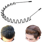 bodbop Metal Hair Band for Men Headband Women Bands Unisex Black Wavy Spring Outdoor Sports Headbands Men's Hoop Clips Accessories Simple Elastic Non Slip Head Headwear