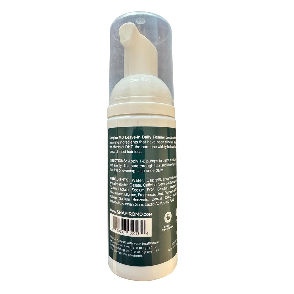 Shapiro MD Hair Growth Experts Leave-In Daily Foam, DHT Fighting Vegan Formula for Thinning Hair Developed by Dermatologists, Experience Healthier, Fuller & Thicker Looking Hair, 1 Month Supply