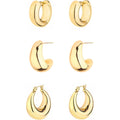 HILXURY Gold Chunky Hoop Earrings Set for Women, 14K Gold Plated Twisted Huggie Hoop Earring Hypoallergenic, Thick Open Hoops Set Lightweight