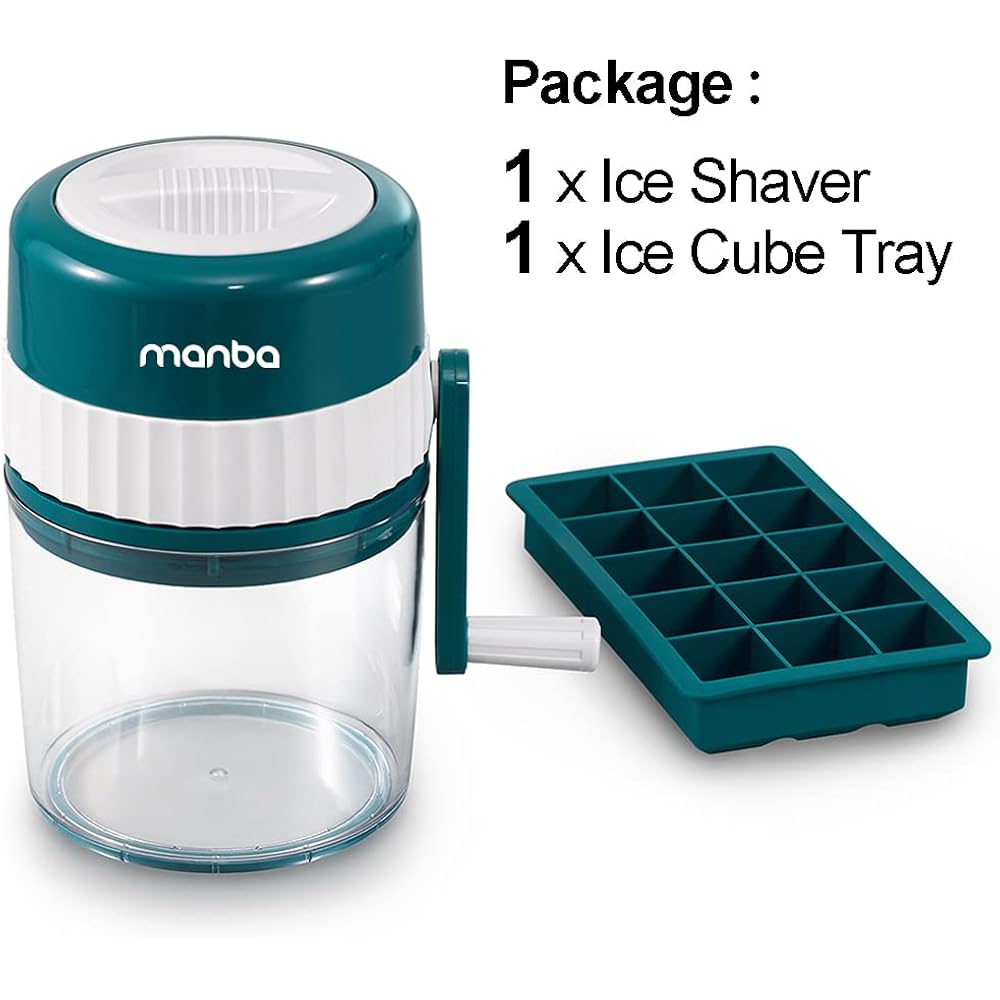 MANBA Ice Shaver and Snow Cone Machine - Premium Portable Ice Crusher and Shaved Ice Machine with Free Ice Cube Trays - BPA Free