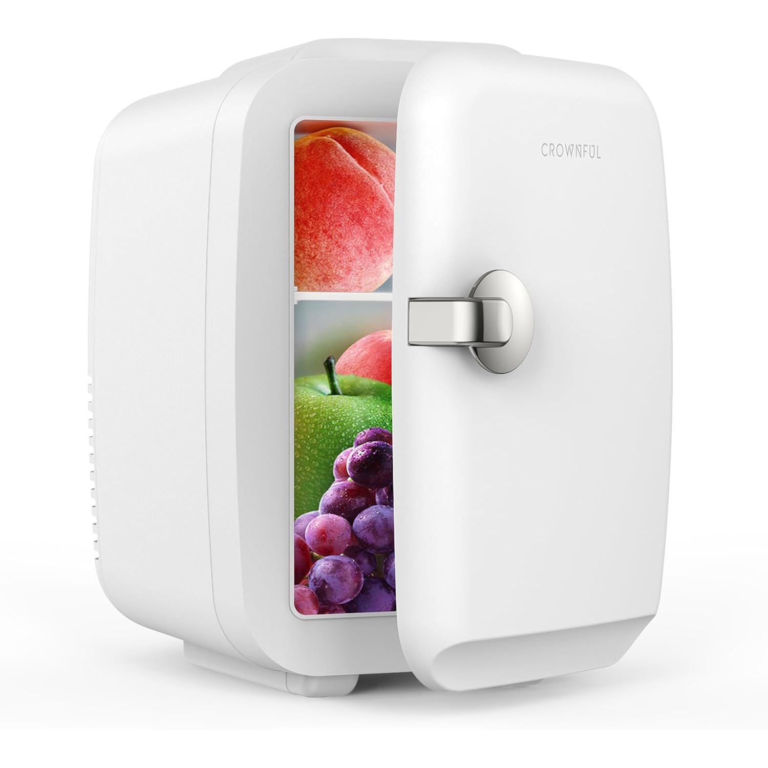 Crownful Mini Fridge, 4 Liter/6 Can Portable Cooler And Warmer Personal Refrigerator For Skin Care, Cosmetics, Beverage, Food,Great For Bedroom, Office, Car, Dorm, Etl Listed (White)