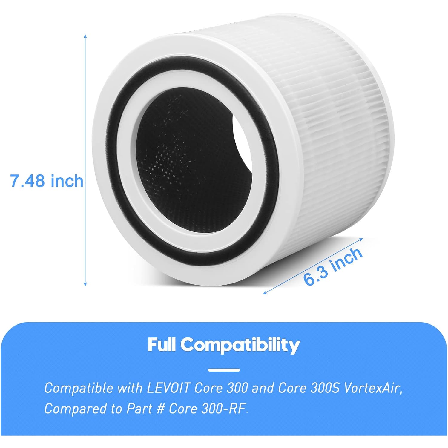 Core 300 Replacement Filter For Levoit Core 300, Core 300-P, Core 300S Vortex Air Air Purifier, 3-In-1 H13 Grade True Hepa Filter Replacement 2 Pack, Compare Part No. Core 300-Rf (White)