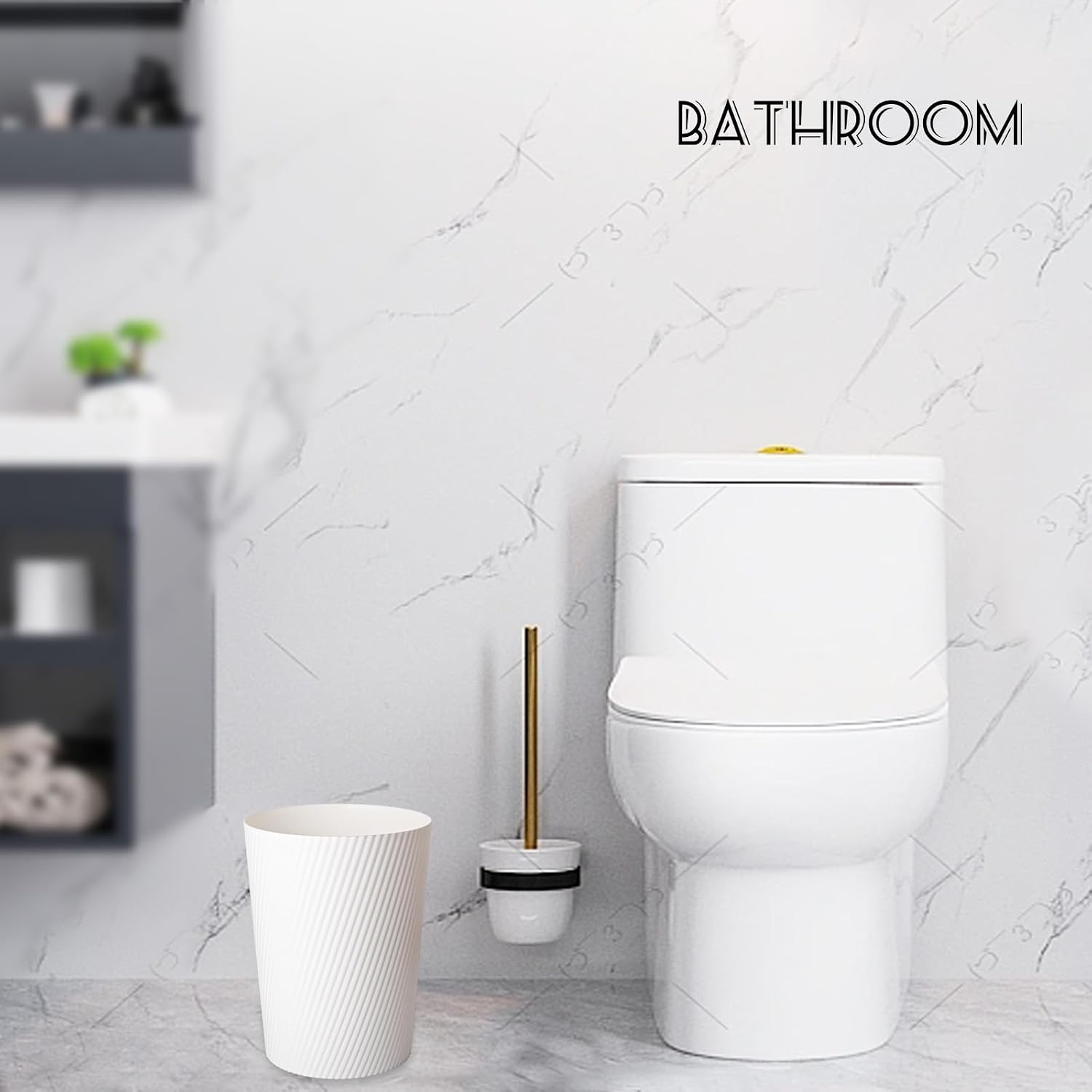 Small Trash Can Wastebasket Garbage Can Container Bins For Bathrooms, Laundry Room, Kitchens, Offices, Kids Rooms, Dorms (White)