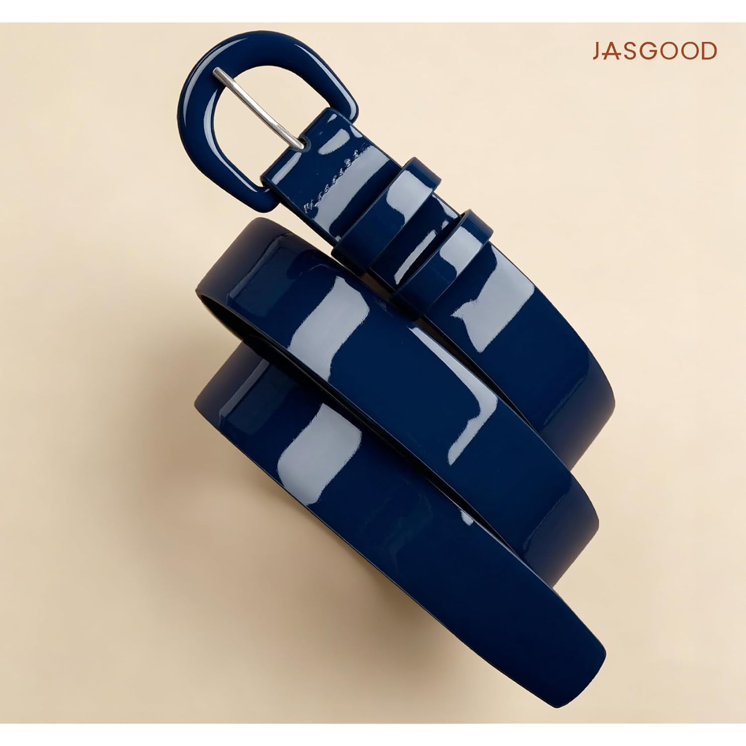 JASGOOD Women Patent Leather Belt for Jeans Pants Vintage 50s Women Belt for Dress