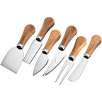 6 Piece Cheese Knives Set with Wooden Handle, Mini Steel Stainless Cheese knife set for Charcuterie and Cheese spread, Perfect for Cheese Slicer and Butter Cutter (Cheese Knife Set-6)