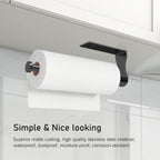SetSail Paper Towel Holder, Single Hand Operable Paper Towel Holder Under Cabinet with Adjustable Damper, Easy Tear, Wall Mount, Self-Adhesive or Drilled for Kitchen Bathroom, Black