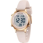 Golden Hour Waterproof Women'S Digital Sports Watches With Silicone Strap, Alarm Calendar Stopwatch Chronograph 32Mm Rose Gold Case