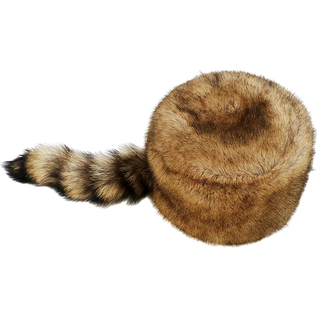 Women's Russian Cossack Hat with Raccoon Tail Furry Trapper Hat Plush Warm Winter Hats for Hunting Faux Fur Ski Cap
