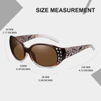 Polarized Sunglasses for Women, Rhinestone Wrap Around Sunglasses with UV400 Protection A04 Gradient Brown Frame Brown Lens